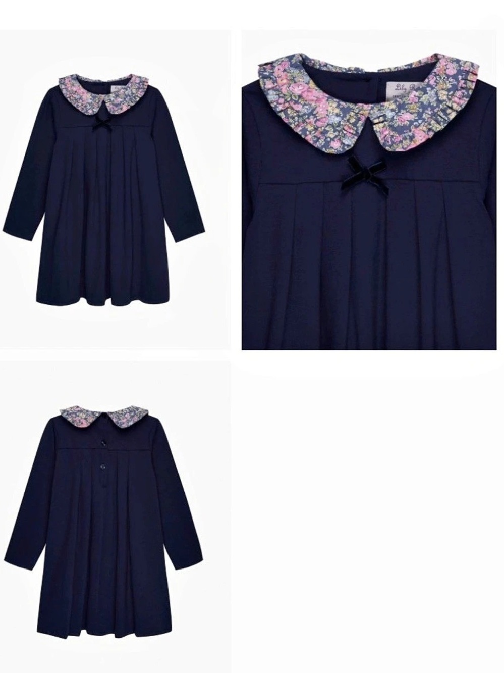 Lily Rose Trotters London Floral Collar Jersey Dress Navy Blue